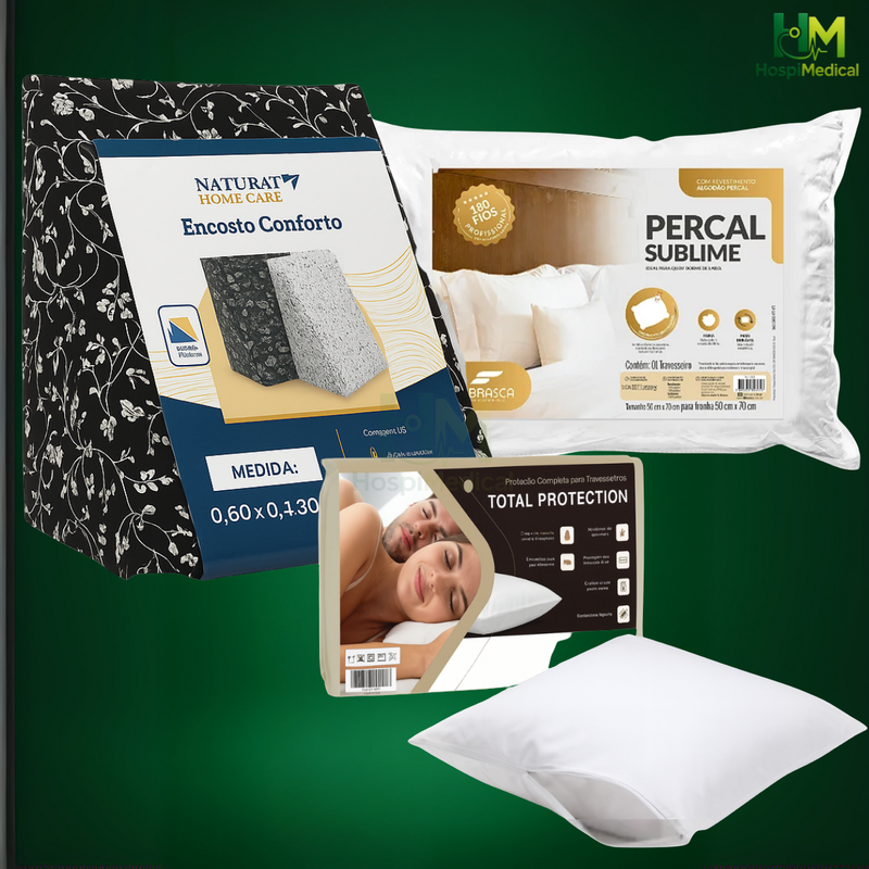 Kit Conforto Básico Travesseiro + Capa + Triângulo