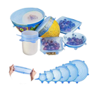 Kit 6 Tampas de Silicone Elástica Azul - Reutilizável e Ajustável Topoer, copos, potes