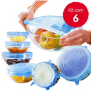 Kit 6 Tampas de Silicone Elástica Azul - Reutilizável e Ajustável Topoer, copos, potes