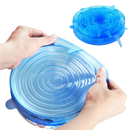 Kit 6 Tampas de Silicone Elástica Azul - Reutilizável e Ajustável Topoer, copos, potes