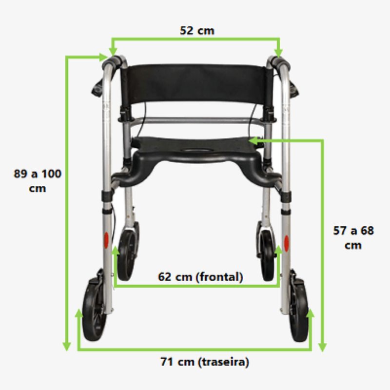 Andador 4 Rodas com assento  até 135KGS - Mercur